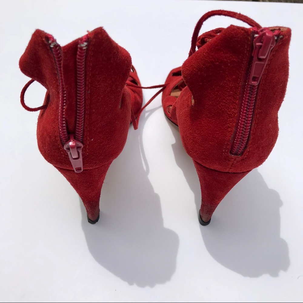 Jeffrey Campbell red lace up heels - Picture 6 of 8